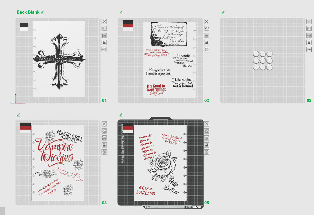 Complete Vampire Diaries inspired   3D Refillable Notebook – Digital 3MF File Only