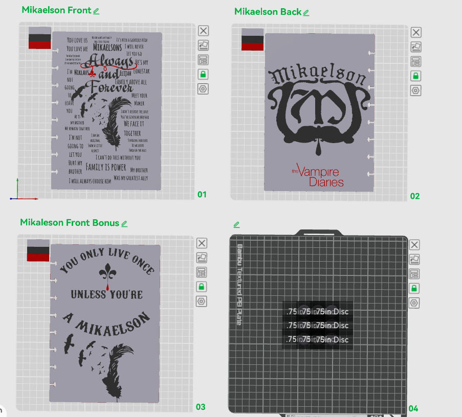 Complete Vampire Diaries inspired   3D Refillable Notebook – Digital 3MF File Only